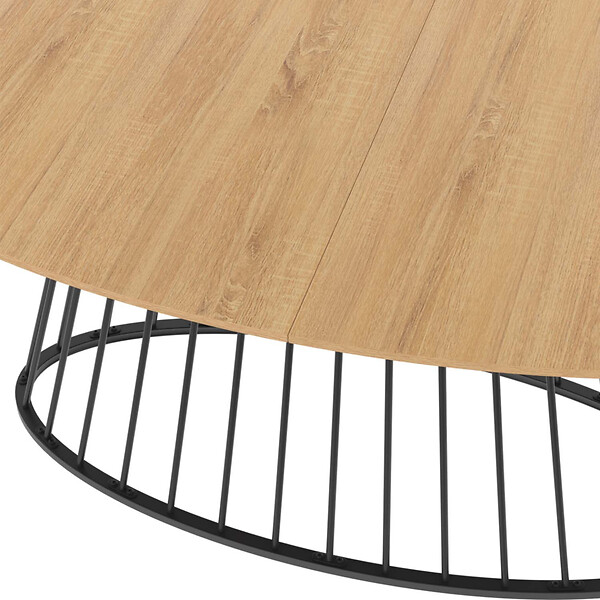 ID MARKET - Table à manger ovale YUNA 10 personnes plateau bois et pied filaire en métal noir 200 cm - large