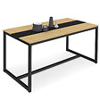 ID MARKET - Table à manger rectangle DOVER 8 personnes bande centrale noire design industriel 180 cm - vignette