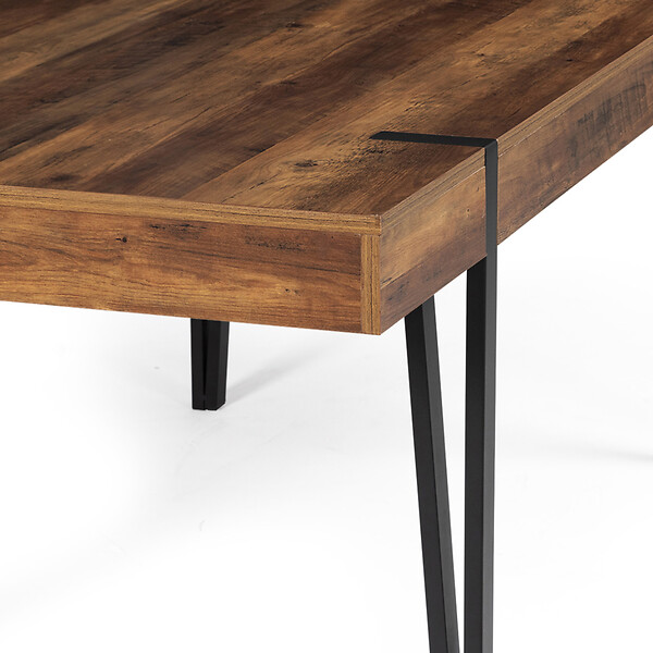 ID MARKET - Table à manger rectangle AUSTRIA 10 personnes bois pied épingle 200 cm - large