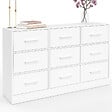 ID MARKET - Commode 9 tiroirs en tissu UPPAH 113 cm meuble de rangement bois blanc - vignette