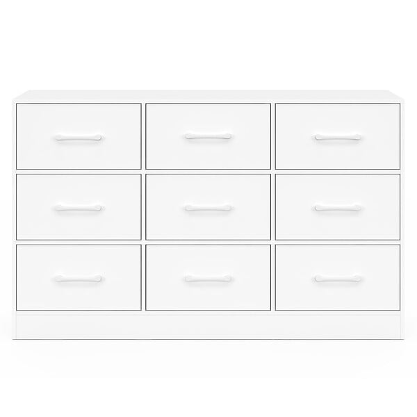 ID MARKET - Commode 9 tiroirs en tissu UPPAH 113 cm meuble de rangement bois blanc - large
