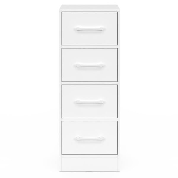 ID MARKET - Meuble d'appoint 4 tiroirs UPPAH 30 cm chiffonnier, meuble de rangement bois blanc - large