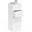 ID MARKET - Meuble d'appoint 4 tiroirs UPPAH 30 cm chiffonnier, meuble de rangement bois blanc - vignette