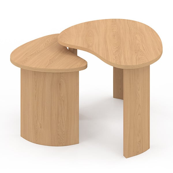 ID MARKET - Lot de 2 tables basses gigognes COLINE 70/50 bois façon hêtre - large
