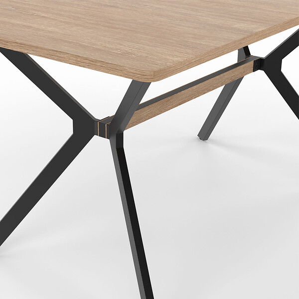 ID MARKET - Table à manger rectangle LOUISON 8 personnes bois et noir design industriel 160 cm - large