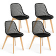 ID MARKET - Lot de 4 chaises MANDY noires pour salle à manger - vignette