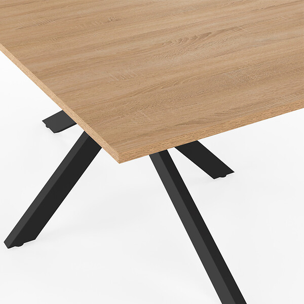 ID MARKET - Table à manger rectangle ALIX 8 personnes pied araignée bois et noir 160 cm - large