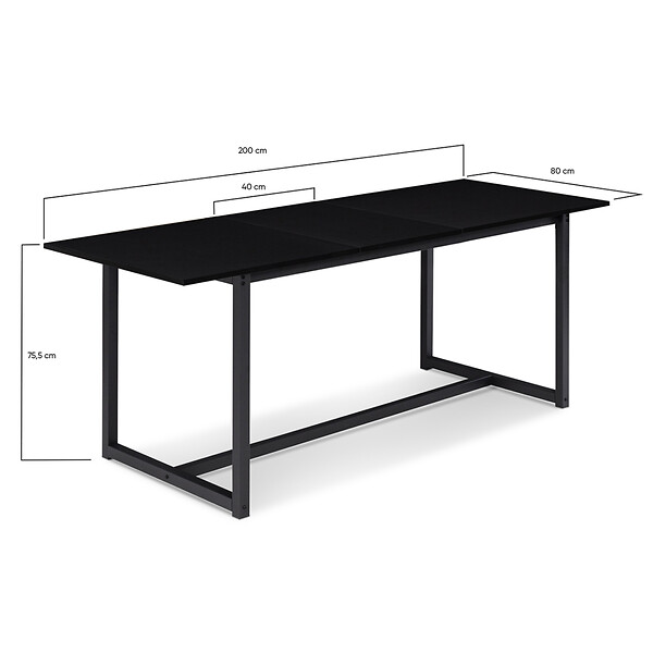 ID MARKET - Table à manger extensible rectangle DELSON 6-10 personnes design industriel 160-200 cm - large