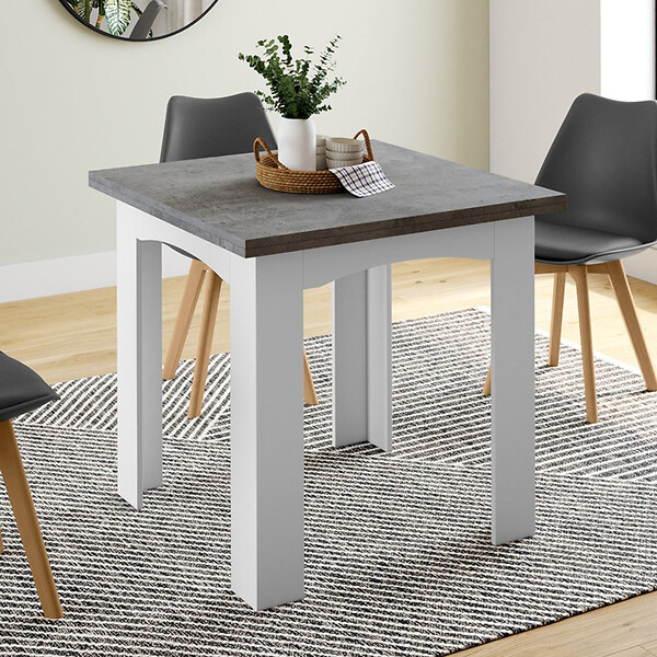 ID MARKET - Table à manger extensible rectangle DONA 4-8 personnes plateau effet béton 80-160 cm - large