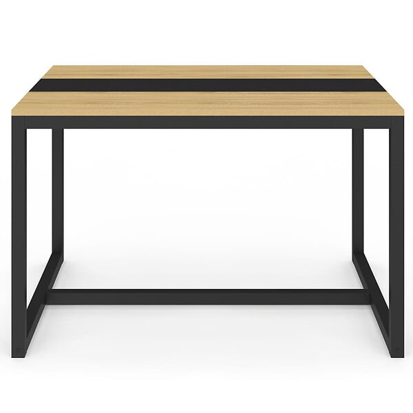 ID MARKET - Table à manger rectangle DOVER 6 personnes bande centrale noire design industriel 120 cm - large
