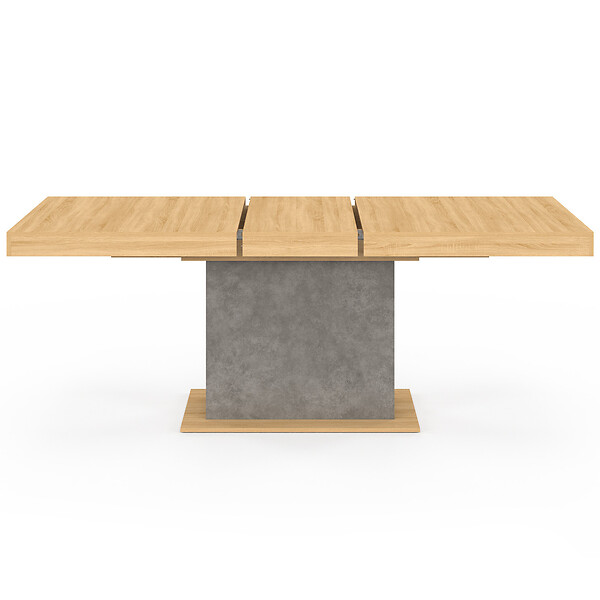 ID MARKET - Table à manger extensible rectangle EDEN 6-10 personnes bois et effet béton 160-200 cm - large