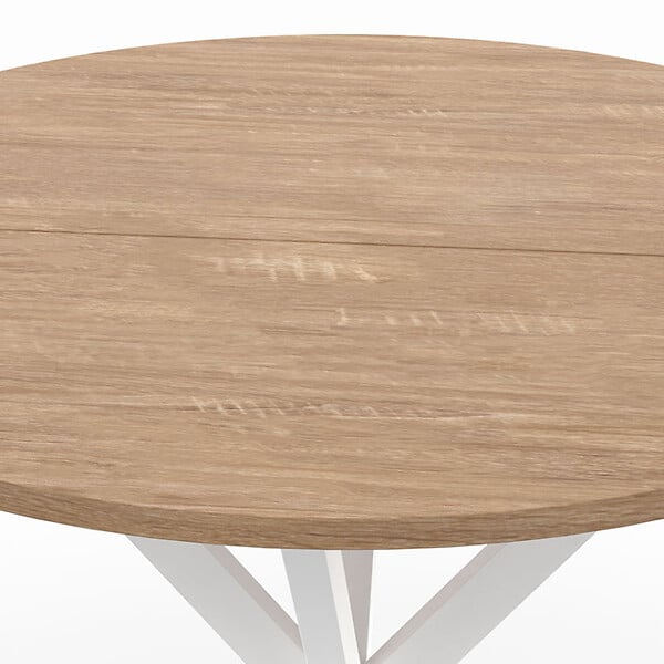ID MARKET - Table à manger ronde ALIX 4 personnes pied araignée bois et blanc 80 cm - large