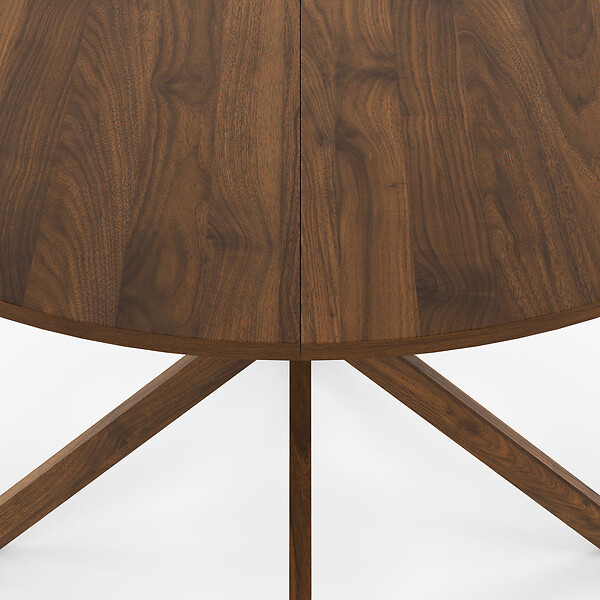 ID MARKET - Table à manger ronde ALIX 6 personnes pied araignée noyer 110 cm - large