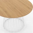 ID MARKET - Table à manger ronde YUNA 6 personnes plateau bois et pied filaire en métal blanc 110 cm - vignette