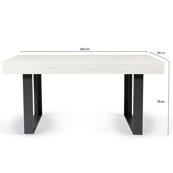 ID MARKET - Table à manger extensible rectangle PHOENIX 4-8 personnes bois gris 160-200 cm - large