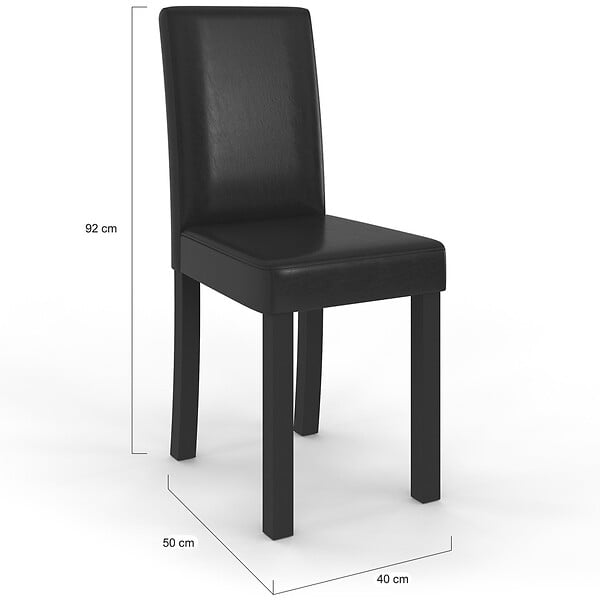 ID MARKET - Lot de 6 chaises HANNAH noires pour salle à manger - large
