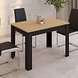ID MARKET - Table à manger rectangle ROZY 4 personnes noire plateau façon hêtre 110 cm - vignette