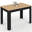 ID MARKET - Table à manger rectangle ROZY 4 personnes noire plateau façon hêtre 110 cm - vignette
