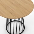 ID MARKET - Table à manger ronde YUNA 4 personnes plateau bois et pied filaire en métal noir 80 cm - vignette