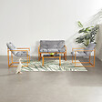 CONCEPT USINE - Salon de jardin 4 places contemporain brun et coussins gris RABAT - vignette