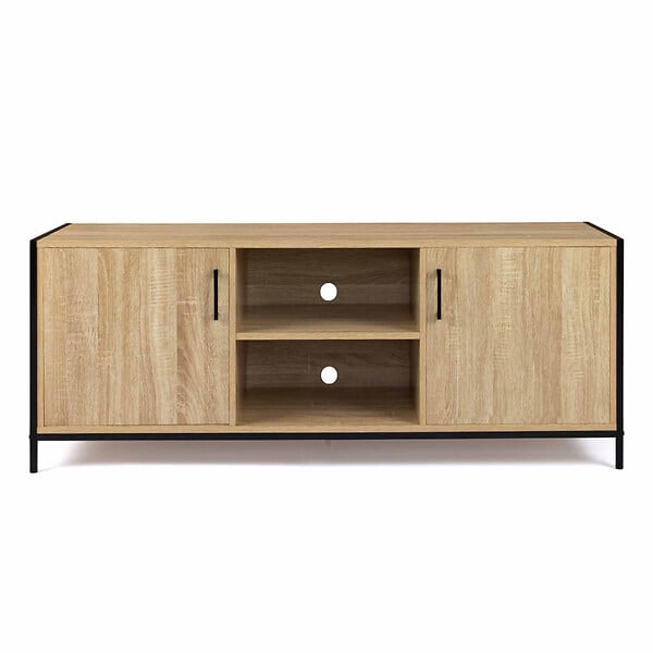 ID MARKET - Meuble TV 140 cm DETROIT 2 portes design industriel - large