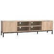 OVIALA - Meuble TV rectangulaire 2 portes L200 cm bois clair - Ketry - vignette