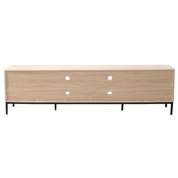 OVIALA - Meuble TV rectangulaire 2 portes L200 cm bois clair - Ketry - large