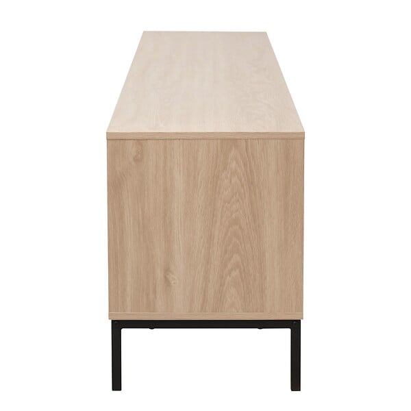 OVIALA - Meuble TV rectangulaire 2 portes L200 cm bois clair - Ketry - large