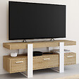 ID MARKET - Meuble TV 116 cm PHOENIX avec tiroirs bois et blanc - vignette