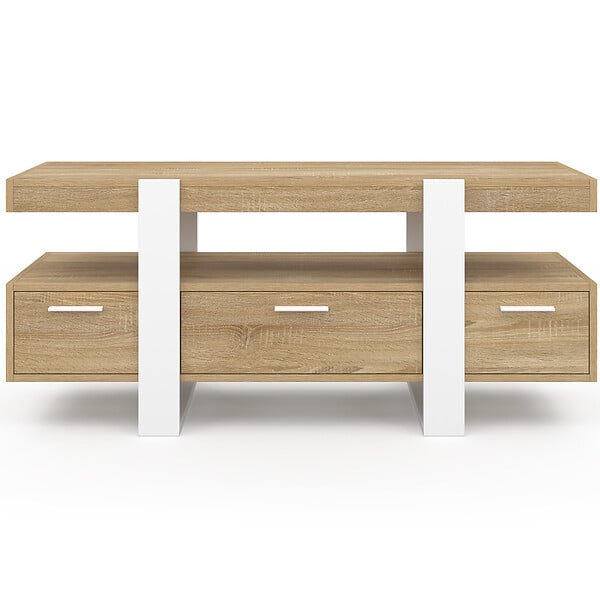 ID MARKET - Meuble TV 116 cm PHOENIX avec tiroirs bois et blanc - large