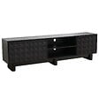 OVIALA - Meuble TV rectangulaire 3 portes L200 cm noir - Octave - vignette