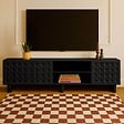 OVIALA - Meuble TV rectangulaire 3 portes L200 cm noir - Octave - vignette