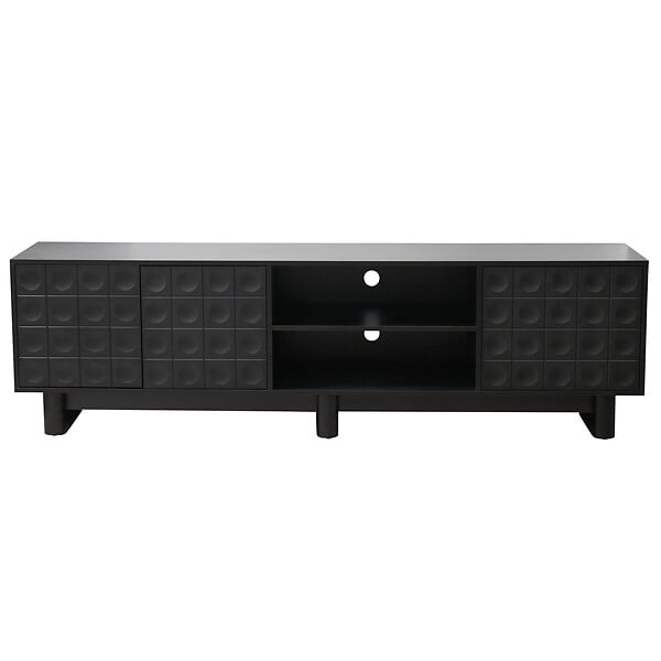 OVIALA - Meuble TV rectangulaire 3 portes L200 cm noir - Octave - large