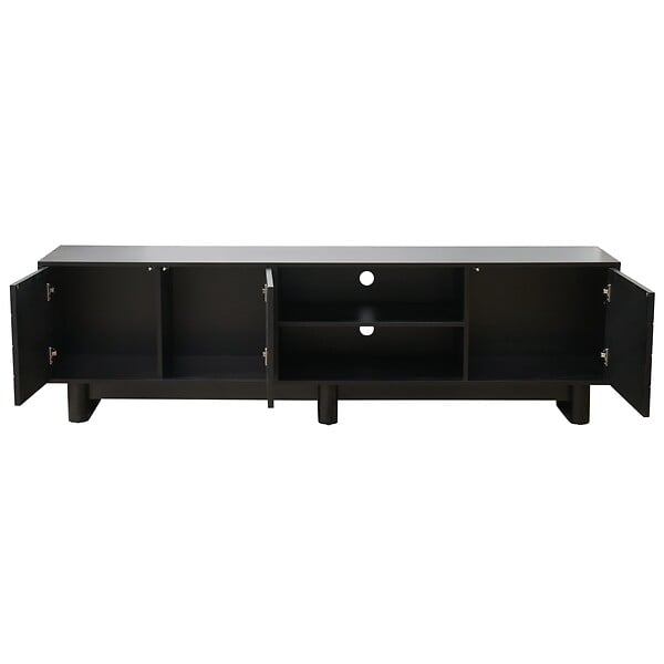 OVIALA - Meuble TV rectangulaire 3 portes L200 cm noir - Octave - large