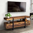 ID MARKET - Meuble TV 113 cm AUSTRIA avec tiroirs bois pieds épingle - vignette