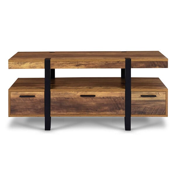 ID MARKET - Meuble TV 113 cm AUSTRIA avec tiroirs bois pieds épingle - large