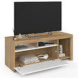 ID MARKET - Meuble TV 110 cm MALO bois et placard blanc - vignette
