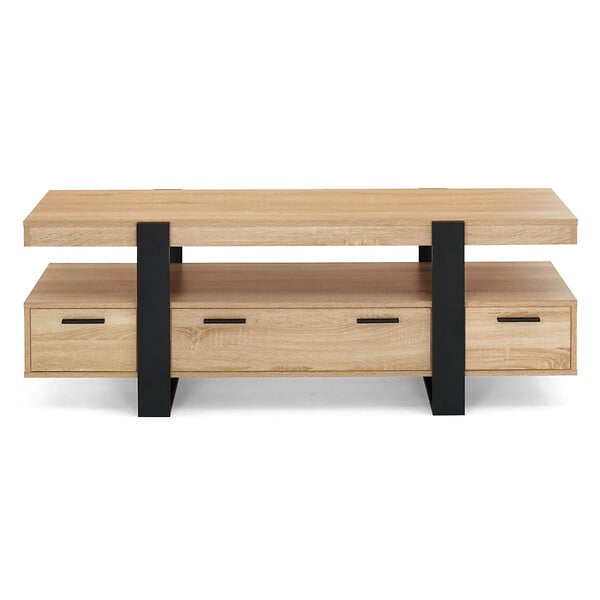 ID MARKET - Meuble TV 140 cm PHOENIX avec tiroirs bois et noir - large