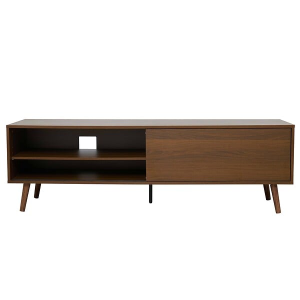OVIALA - Meuble TV 1 porte rectangulaire L160 cm marron - Jena - large