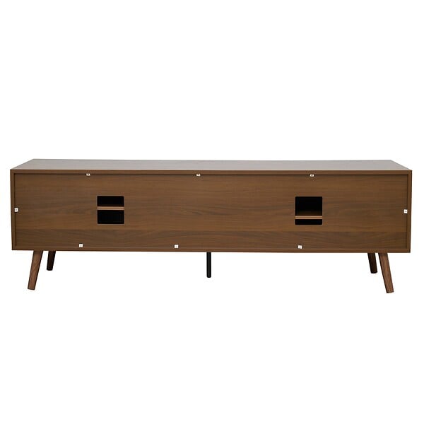 OVIALA - Meuble TV 1 porte rectangulaire L160 cm marron - Jena - large