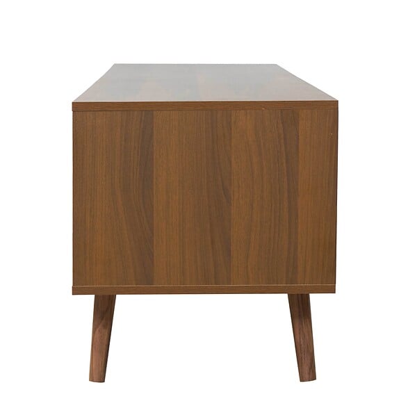 OVIALA - Meuble TV 1 porte rectangulaire L160 cm marron - Jena - large