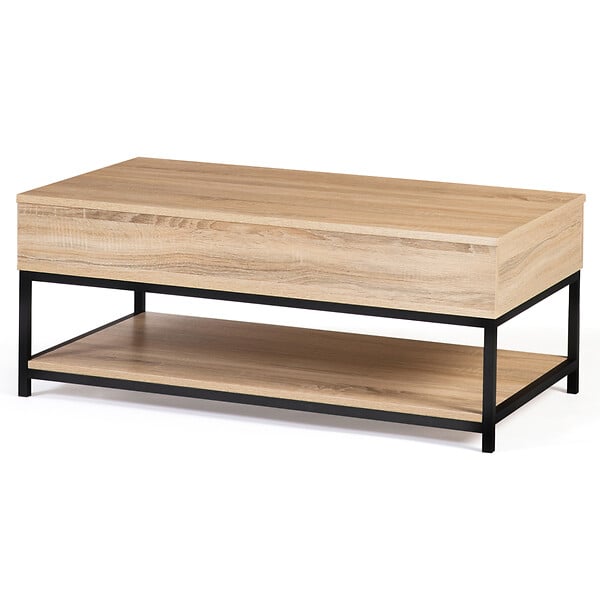 ID MARKET - Ensemble meubles de salon buffet, table basse relevable et meuble TV DETROIT design industriel - large