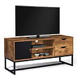 ID MARKET - Meuble TV 110 cm CHICAGO 2 tiroirs avec placard design industriel - vignette