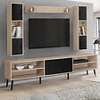 ID MARKET - Ensemble meuble TV 180 cm et étagères HOUSTON bois et noir - vignette