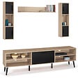 ID MARKET - Ensemble meuble TV 180 cm et étagères HOUSTON bois et noir - vignette