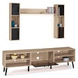 ID MARKET - Ensemble meuble TV 180 cm et étagères HOUSTON bois et noir - vignette