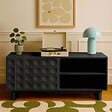 OVIALA - Meuble TV rectangulaire 1 porte L120 cm noir - Octave - vignette
