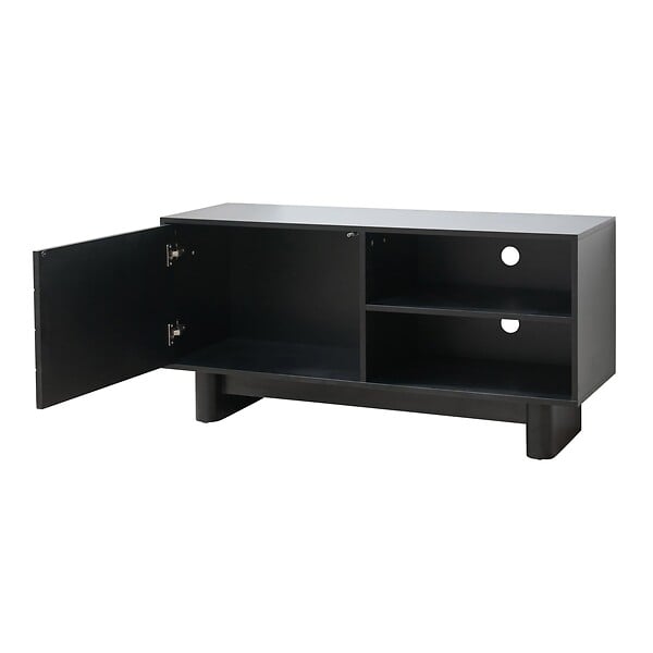 OVIALA - Meuble TV rectangulaire 1 porte L120 cm noir - Octave - large