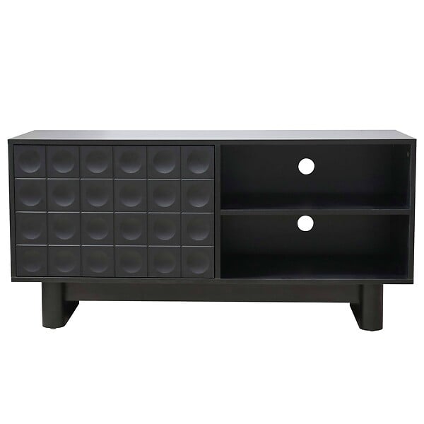 OVIALA - Meuble TV rectangulaire 1 porte L120 cm noir - Octave - large