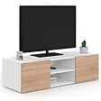 ID MARKET - Meuble TV 113 cm ELI blanc portes façon hêtre - vignette